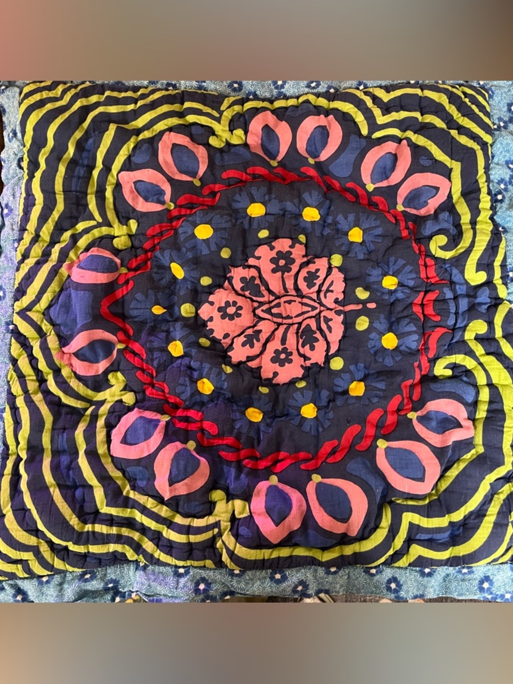 Vibrant Floral Medallion Quilted European pillow sham